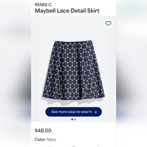 Navy Blue Patterned Women's Skirt